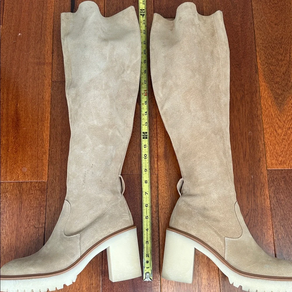 Free People Cream Over the Knee Boots Size 10.5
